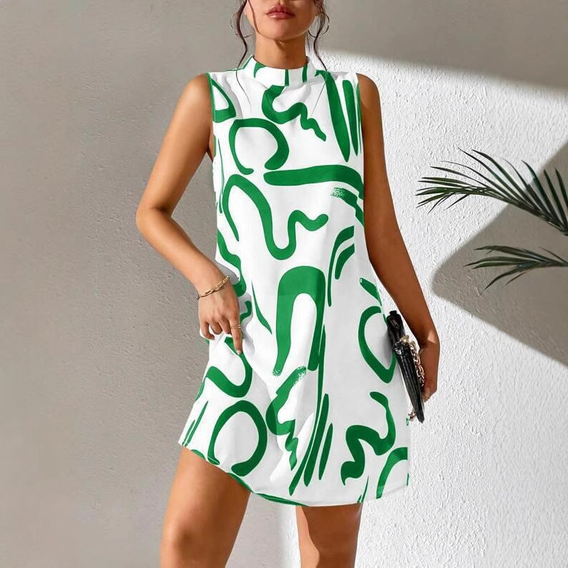 Damen Minimalistisches Cocktailkleid mit modernem grafischen Muster Drune