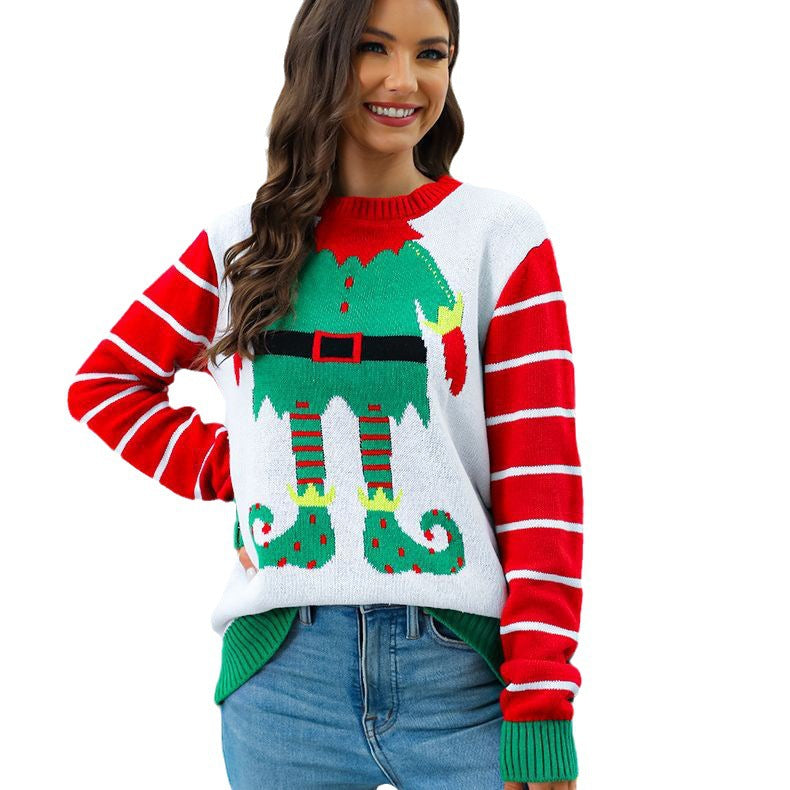 Damen festlicher Strickpullover mit Weihnachtsmotiv Drune