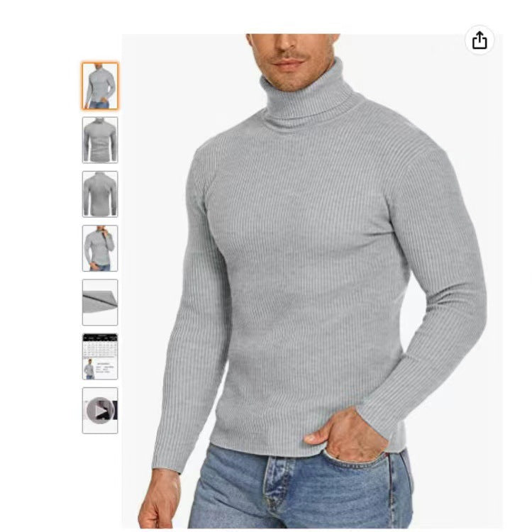 Herren Stehkragen Pullover aus ribbeltem Strick Drune