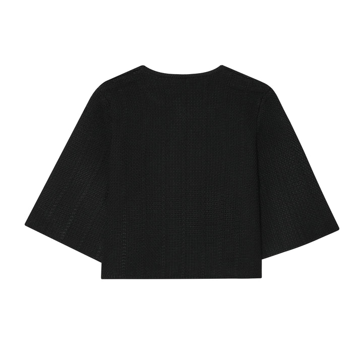 Damen nan kurzes Strick-Cape mit Rundhalsausschnitt und dekorativem Schmuckknopf Drune