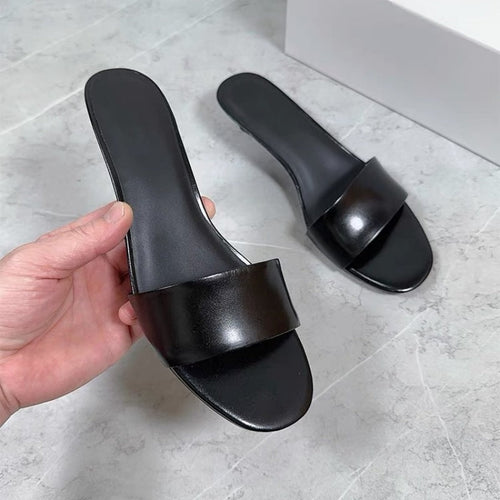 Damen elegante Slides mit breitem Satin-Riemen und komfortablem Fußbett Drune