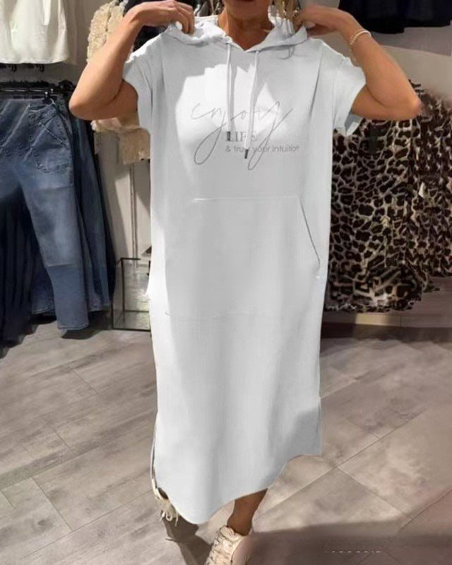 Damen Kapuzenkleid mit lässigem Schnitt und praktischen Taschen Drune