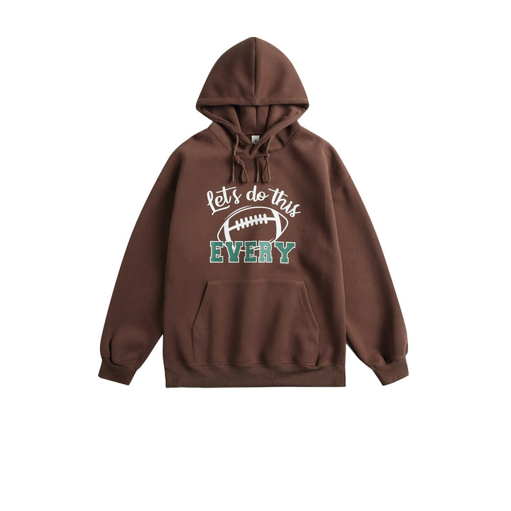 Unisex Kapuzenpullover mit College‑Print, Kängurutasche und relaxed Fit Drune