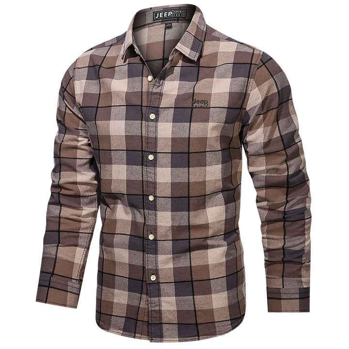Herren nan tailliertes Karomuster-Flanellhemd mit Brusttasche und weichem Baumwollmix Drune
