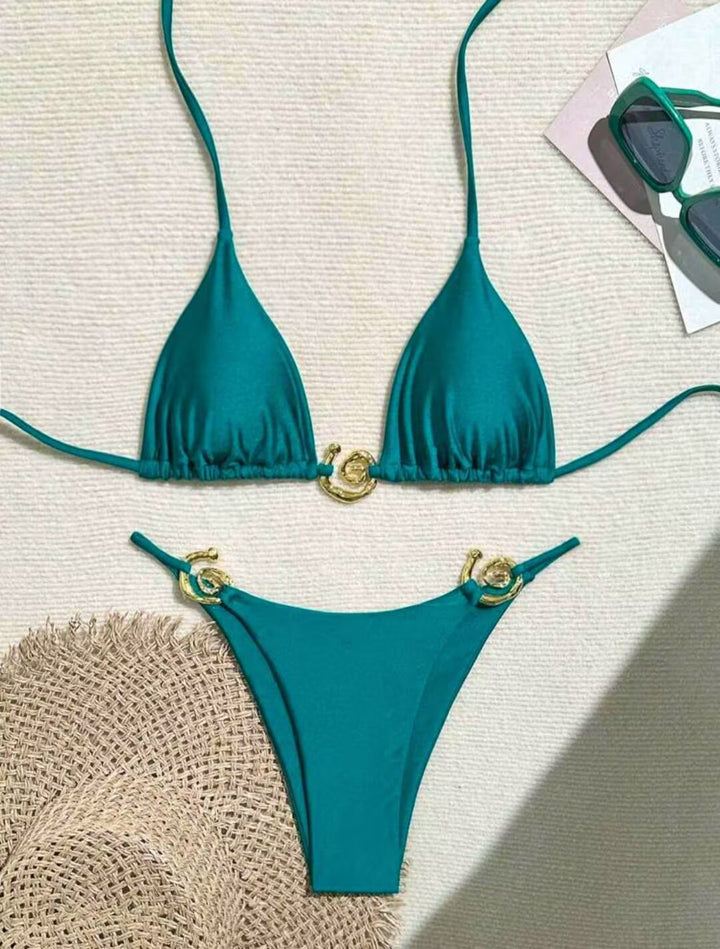 Damen Triangel-Bikini mit raffiniertem Gold-Detail Drune
