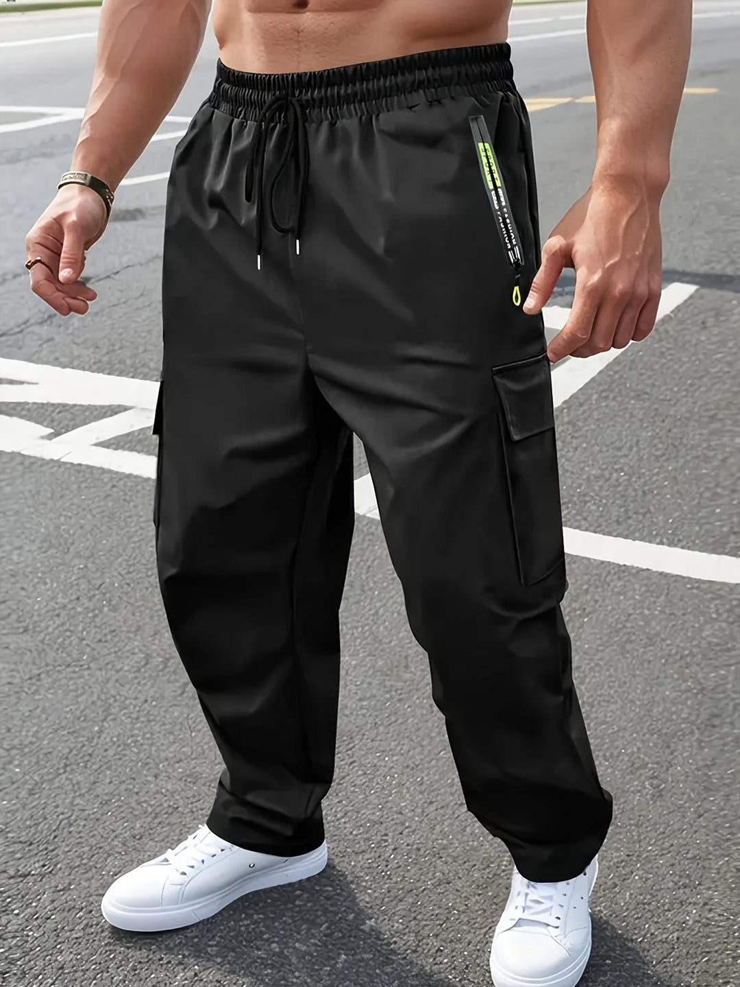 Herren Praktische Cargo-Hose mit verstellbarem Gummizug Drune