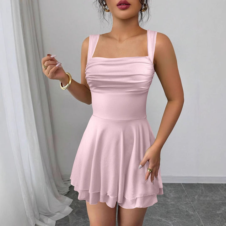 Damen Verspieltes Sommerkleid mit gerafftem Oberteil und schwingendem Rock Drune