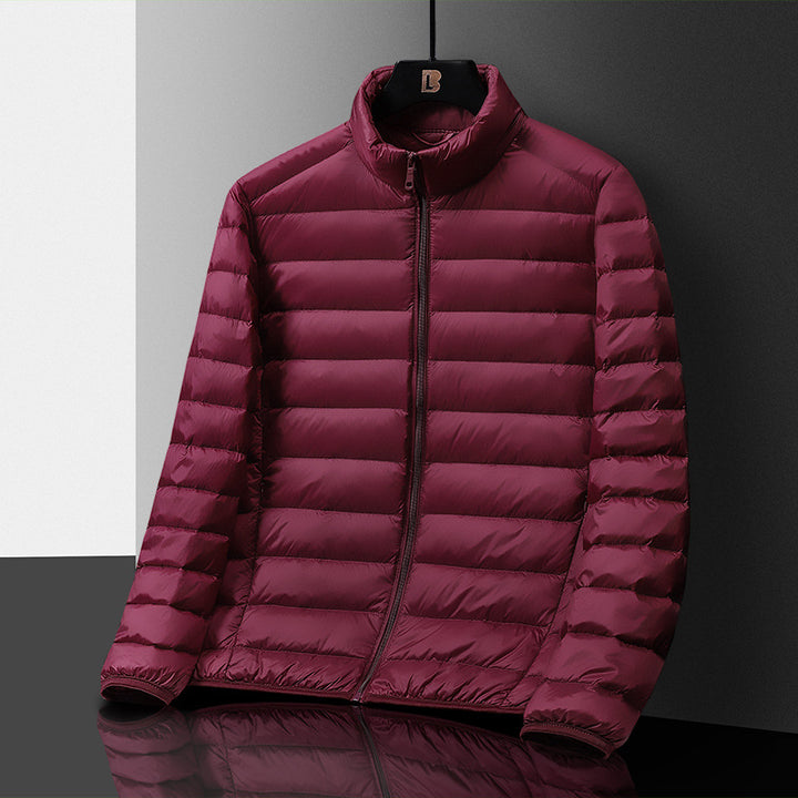 Herren Ultraleichte gesteppte Daunenimitat‑Steppjacke mit Stehkragen und Packfunktion Drune