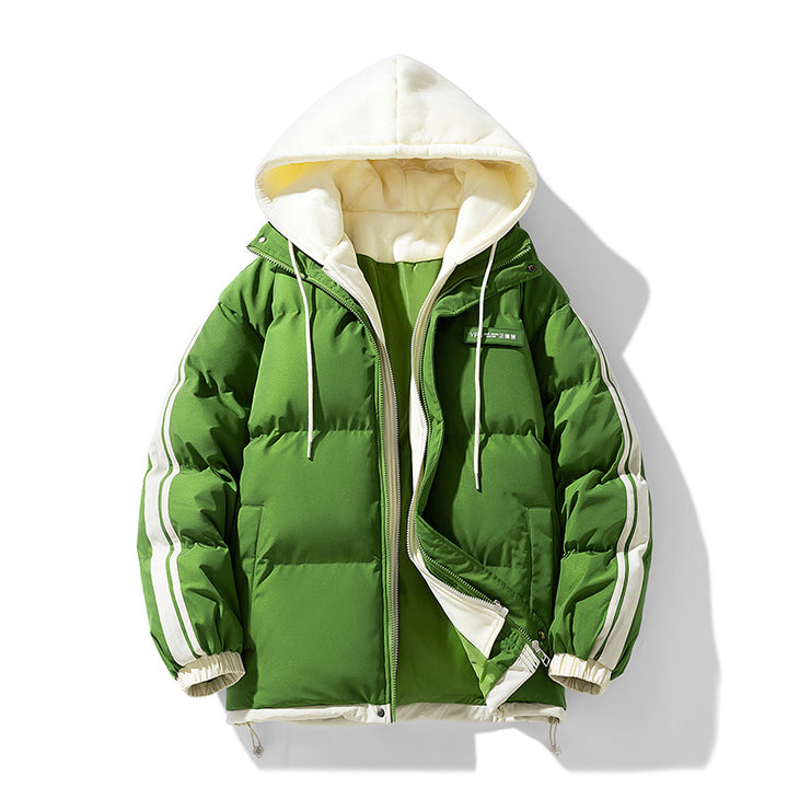 Herren wattierter Parka-Hybrid mit innenliegendem Hoodie, seitlichen Streifen und Zwei-Wege-Reißverschluss Drune