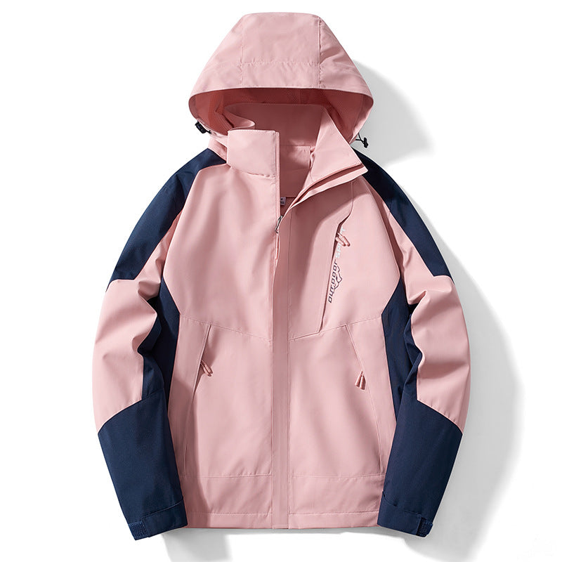 Herren Colorblock Softshell-Trekkerjacke mit Kapuze, verdeckten Reißverschlüssen und seitlichen Eingrifftaschen Drune