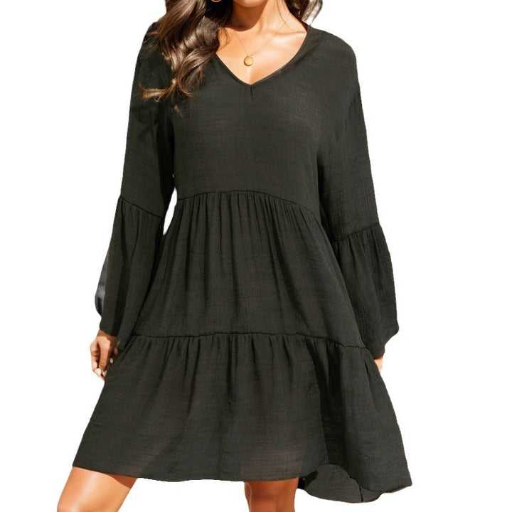 Damen lässiges Sommerkleid mit besonderen Volantärmeln Drune