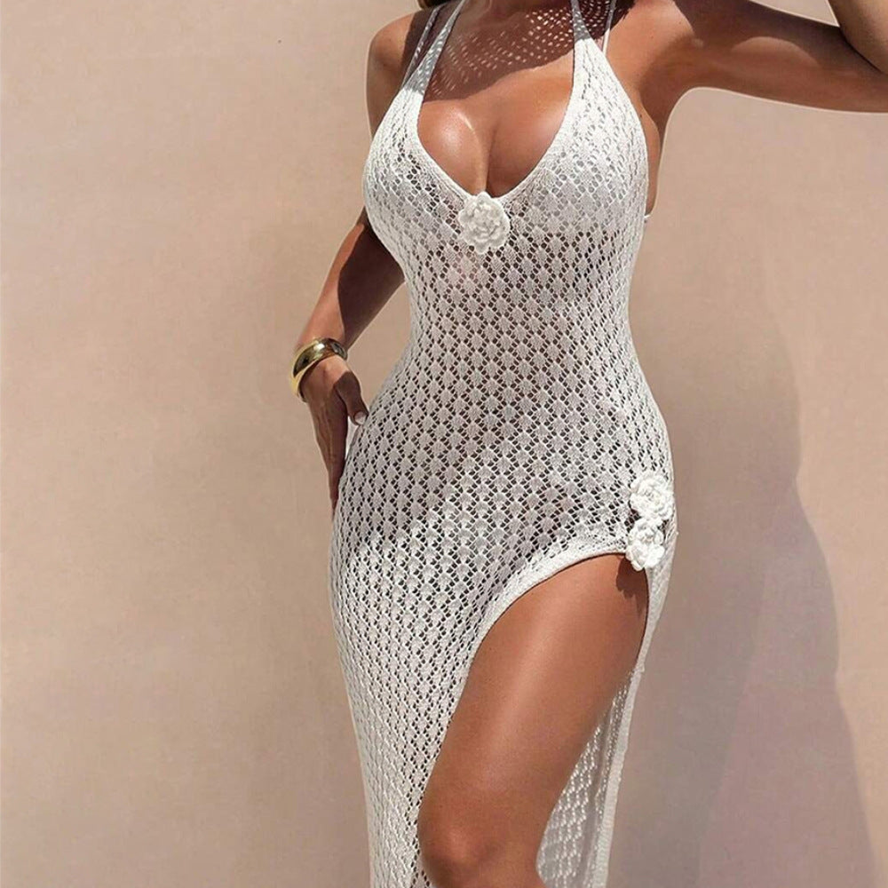 Damen Häkel-Streifen Strandkleid Drune