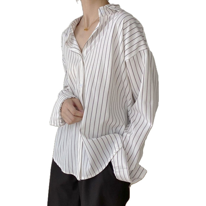 Damen Klassische Hemdbluse mit feinen Streifen Drune
