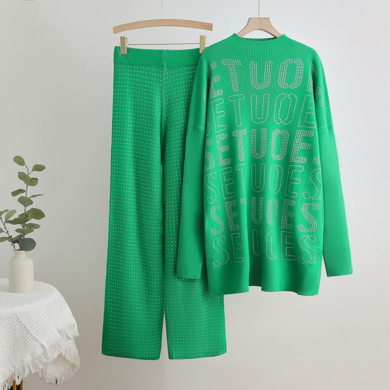 Damen modisches Strick-Loungewear-Set mit glitzernden Details Drune