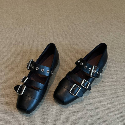 Damen Ballerinas mit modischem Schnallen-Design und bequemer Sohle Drune