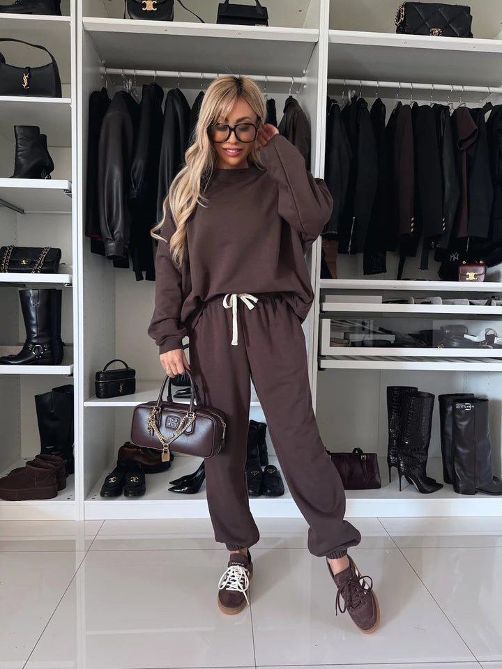 Damen entspannte Sweatshirt-Hose Set Drune