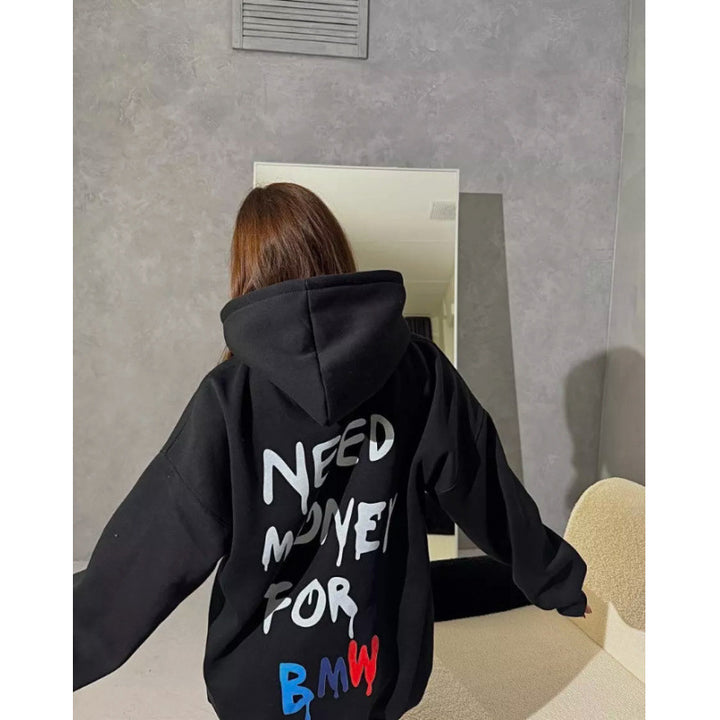 Damen Oversized Hoodie mit stylischem Schriftzug Drune