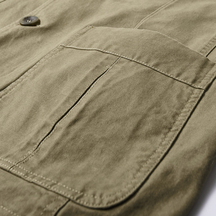 Herren nan legeres Baumwoll-Twill Sakko mit aufgesetzten Taschen und gestreiftem Innenfutter Drune