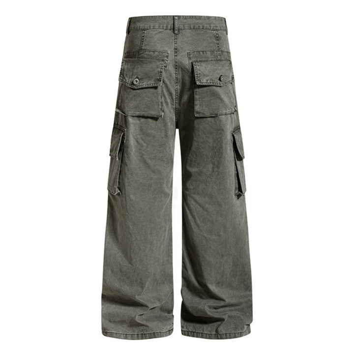 Damen Weite Cargo-Culotte-Hose im Vintage-Wash mit hoher Taille und Mehrfachtaschen Drune