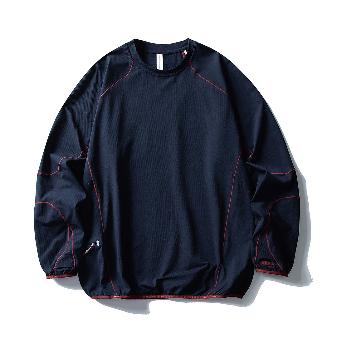 Unisex Technischer Oversize Rundhals-Pullover mit Flatlock-Nähten und seitlicher Reißverschlusstasche Drune