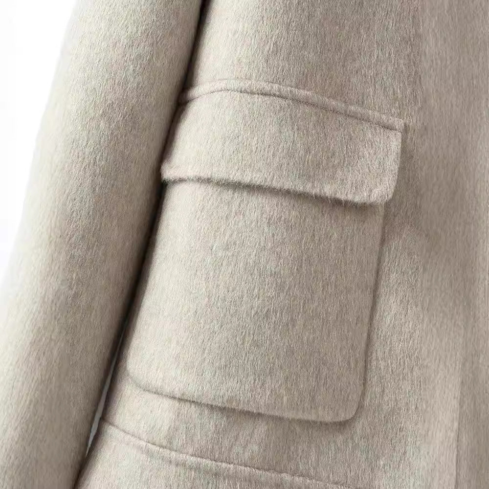 Herren Wollmix-Übergangsjacke mit Stehkragen, Reißverschluss und Pattentaschen Drune
