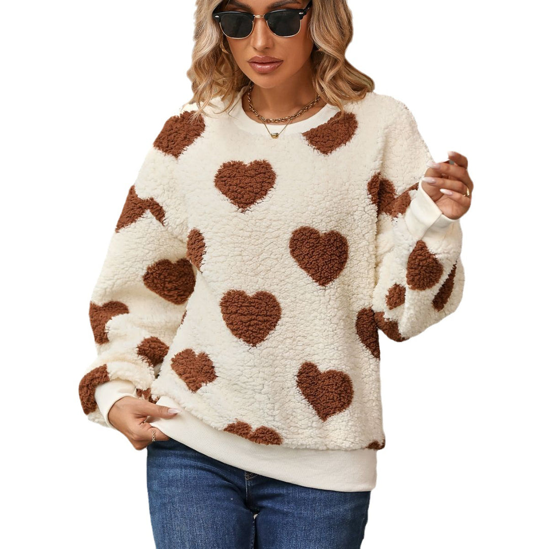 Damen Pullover mit Herzmuster aus hochwertiger Boucléstoff Drune