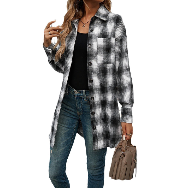 Damen Karierte Overshirt mit lässiger Passform und modernen Details Drune