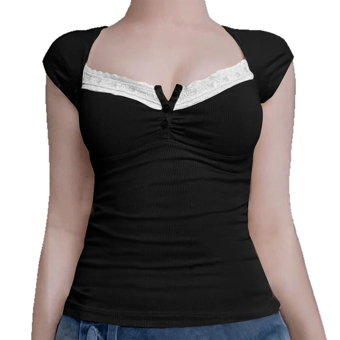 Damen Ripp-Trägershirt mit setzen Spitze Drune