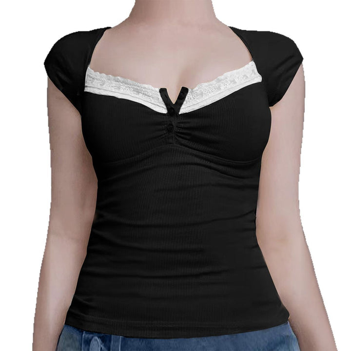 Damen Ripp-Trägershirt mit setzen Spitze Drune