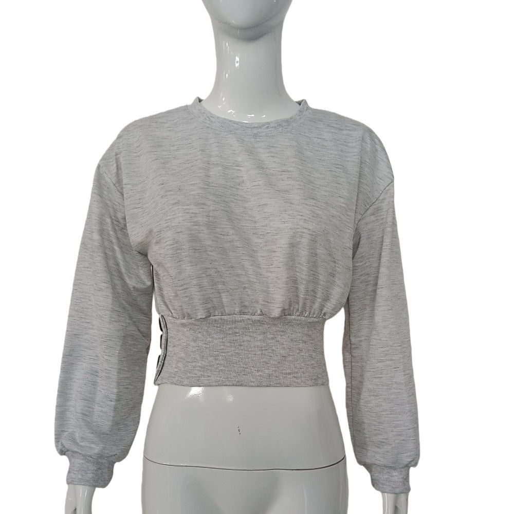 Damen Kurz geschnittenes Sweatshirt mit breitem Rippbund und Seitendruckknöpfen Drune