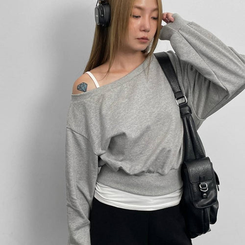 Damen lässiger Pullover mit asymmetrischem Ausschnitt Drune