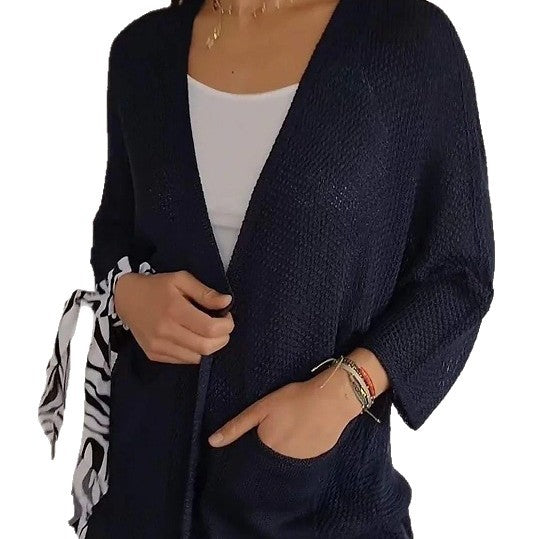 Damen luftiger Strick-Cardigan mit Taschen und weitem Schnitt Drune