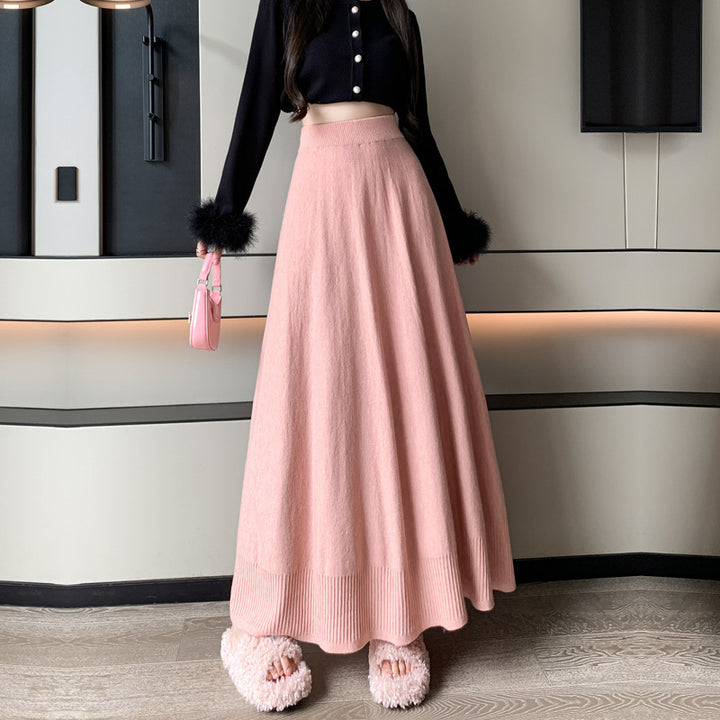 Damen Eleganter Maxirock mit Plisseefalten und elastischem Bund Drune