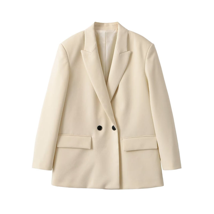 Damen Longline-Blazer mit verlängertem Schnitt, Doppelknopf und Pattentaschen Drune