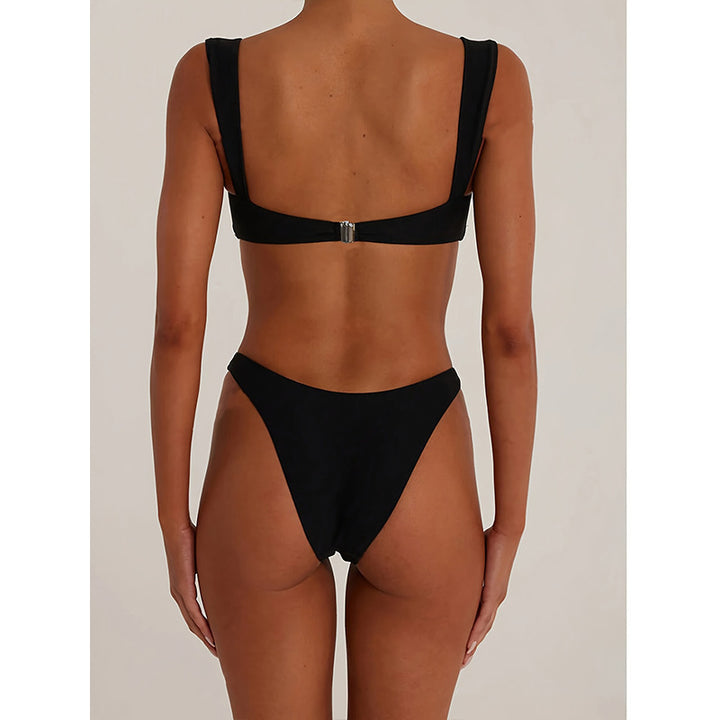 Damen Bikini mit eleganten Ringen und hohem Beinausschnitt Drune