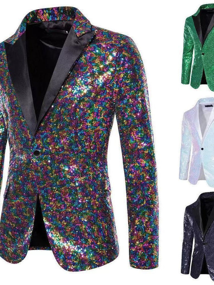 Herren eleganter Pailletten-Blazer mit edel dekorativen Akzenten Drune