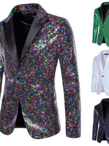 Herren eleganter Pailletten-Blazer mit edel dekorativen Akzenten Drune