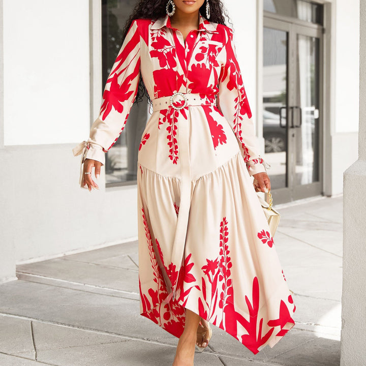 Damen Hemdkleid mit Rüschen und modischem Gürteldetail Drune