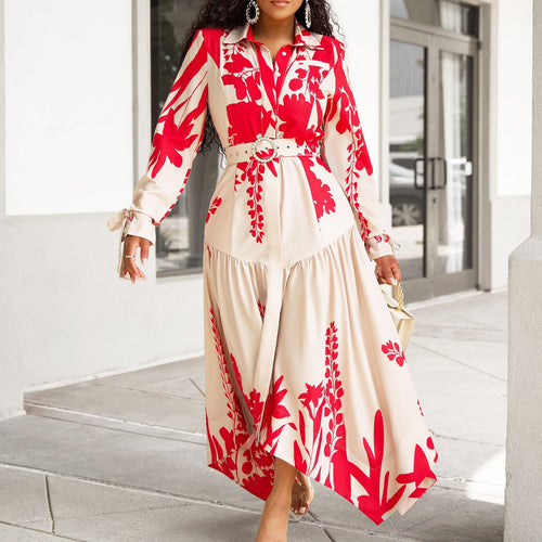 Damen Hemdkleid mit Rüschen und modischem Gürteldetail Drune