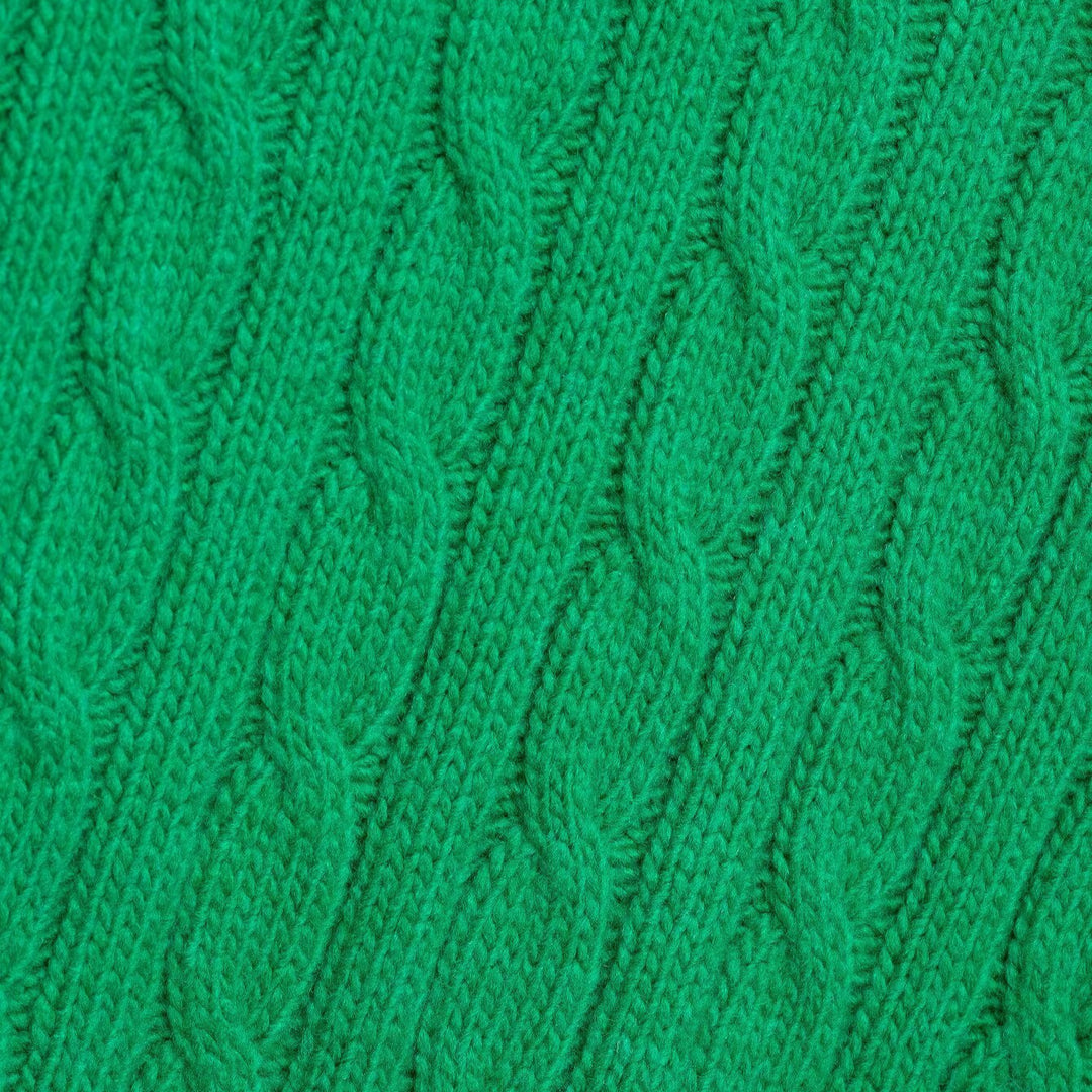 Damen Grobgestrickter Zopfstrick-Pullover mit V-Ausschnitt und kurzem Boxy-Schnitt Drune