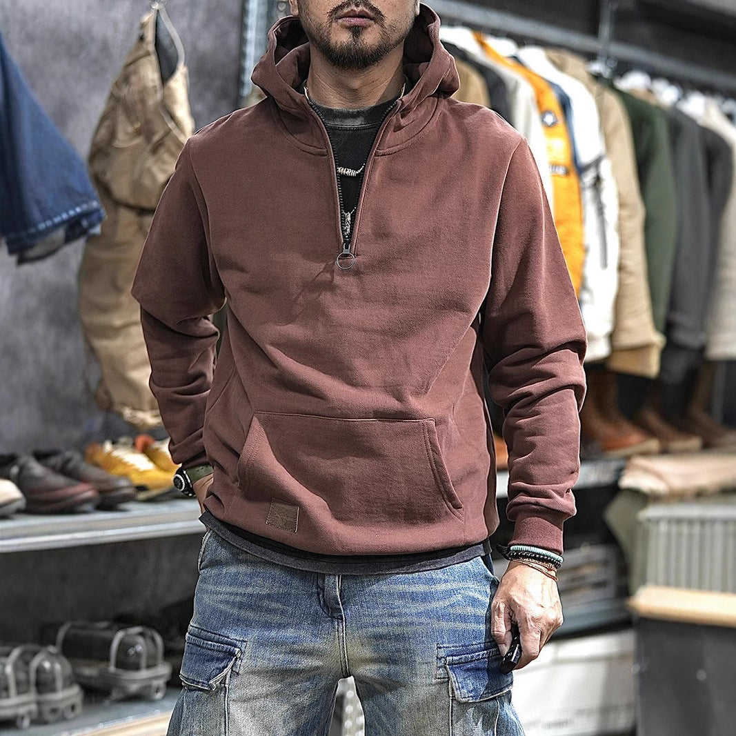 Herren Bequemer Kapuzenpullover mit halbem Reißverschluss Drune