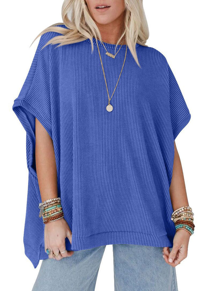 Damen Oversized T-Shirt mit Rippenstruktur Drune