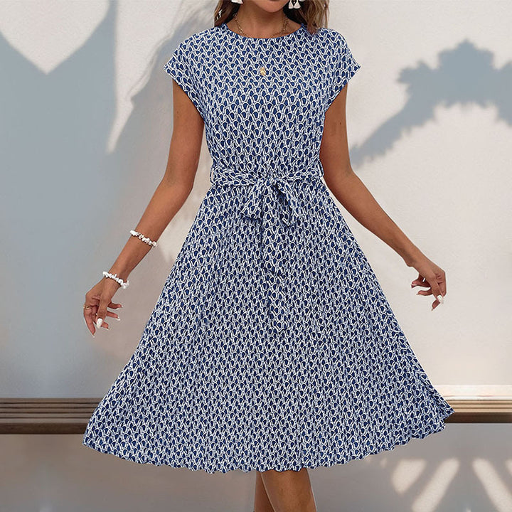 Damen Midikleid mit asymmetrischem Saum und dekorativem Bindegürtel Drune