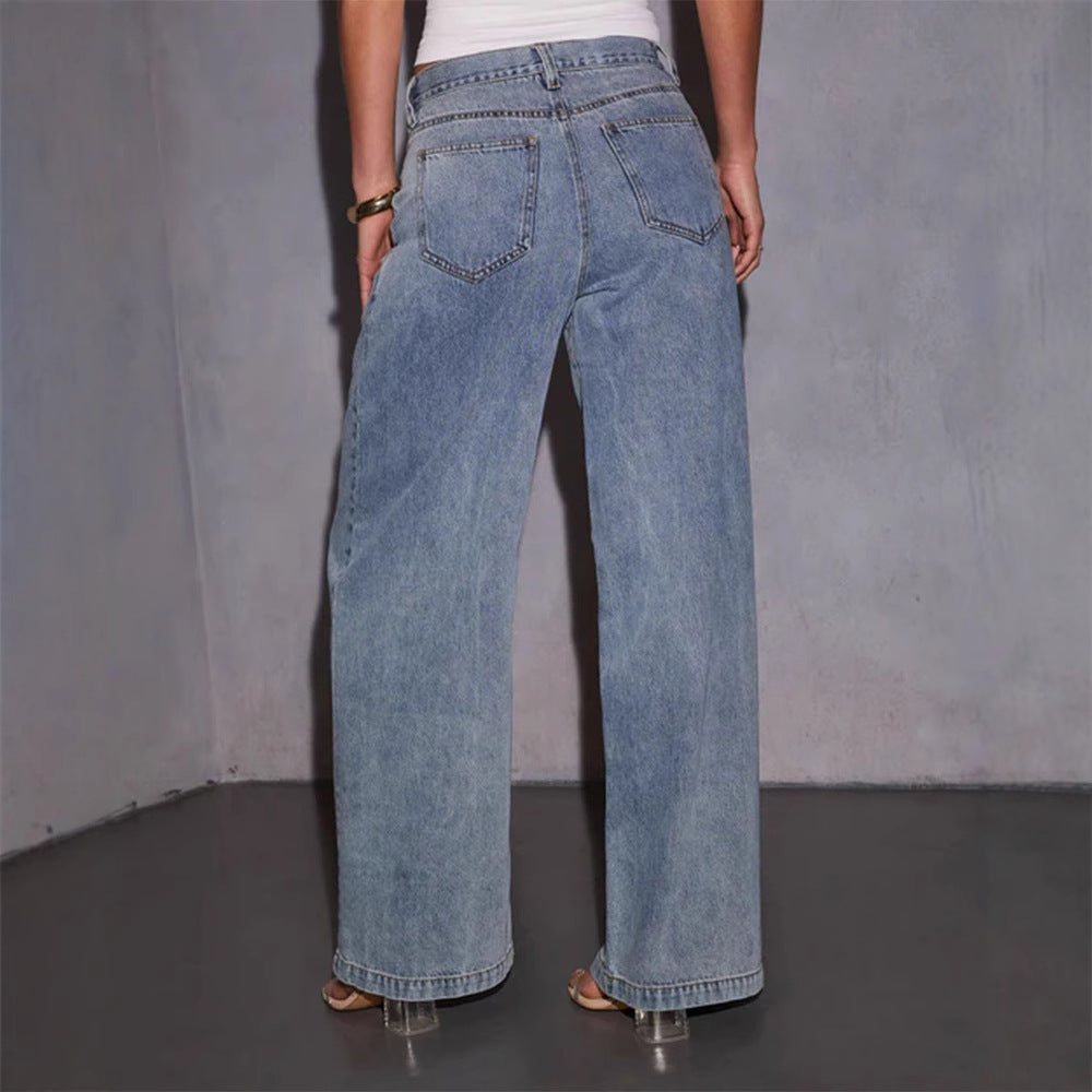 Damen Weite Jeanshose mit hohem Bund und lässigem Schnitt Drune