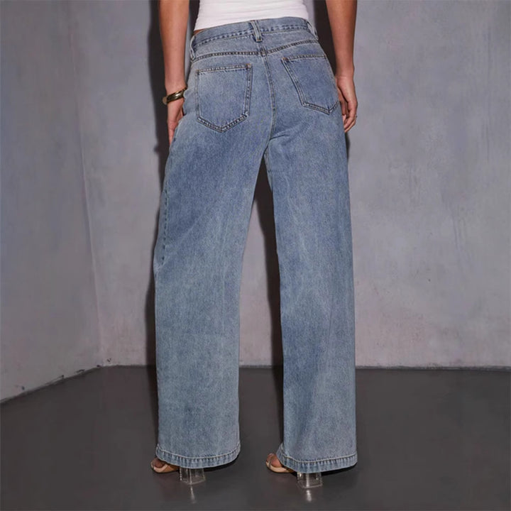 Damen Weite Jeanshose mit hohem Bund und lässigem Schnitt Drune
