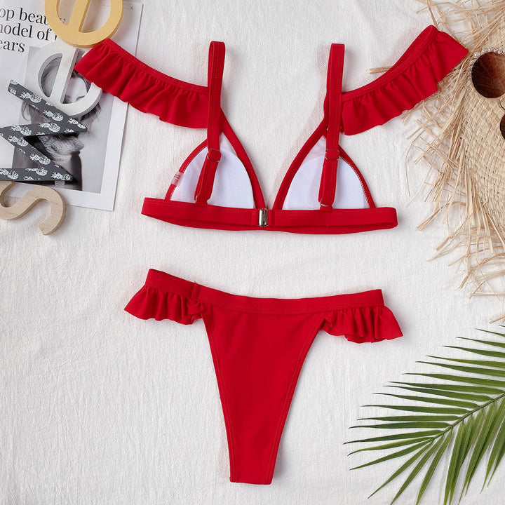 Damen sexy Bikini mit verspielten Rüschen Drune