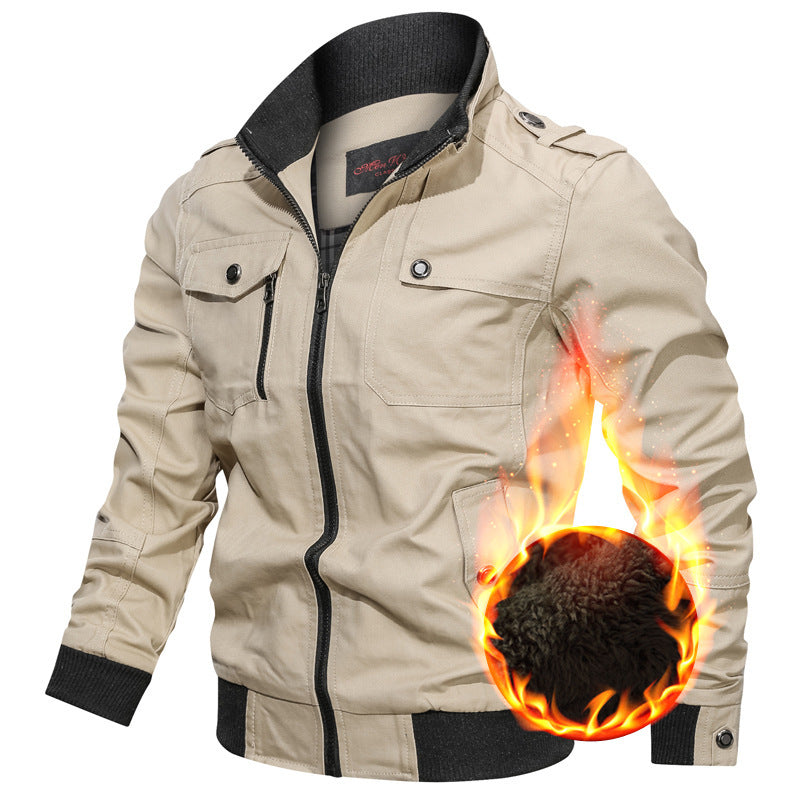 Herren nan multifunktionale Piloten-Bomberjacke mit herausnehmbarer Teddy-Innenweste, Schulterpatten und verdecktem Reißverschluss Drune