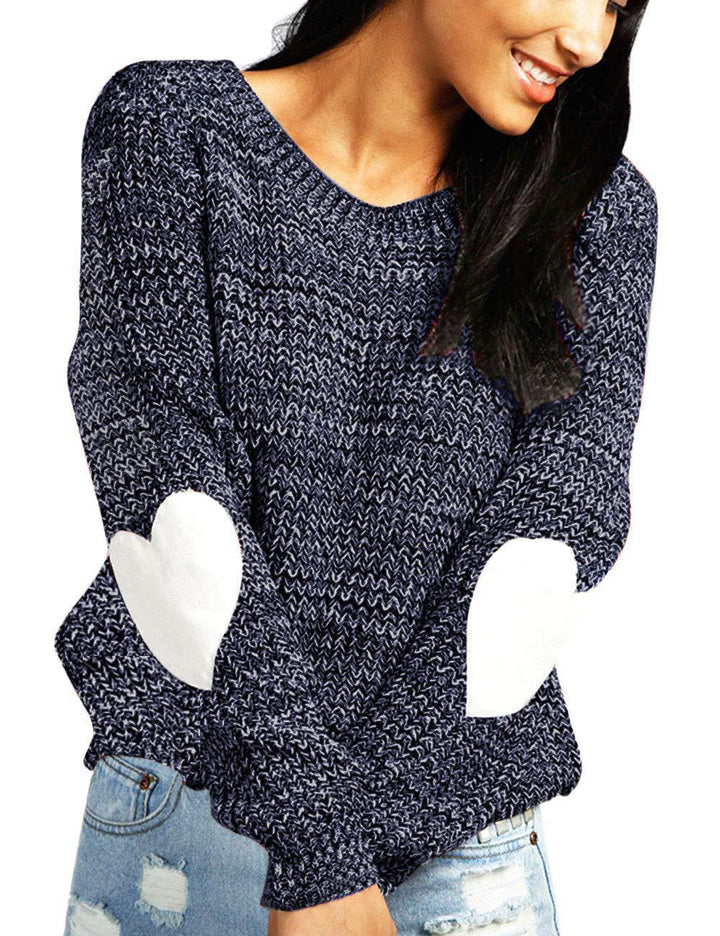 Damen Modischer Strickpullover mit Herz-Details