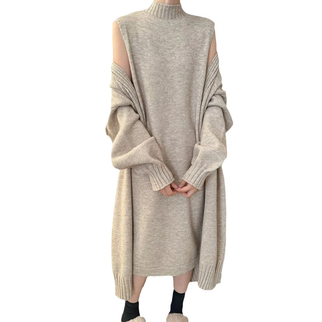 Damen modisches Strickkleid mit Kapuze und lässigem Schnitt Drune