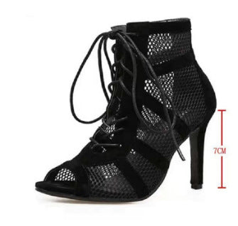 Damen Schnür‑High‑Heel Ankle‑Boots mit Mesh‑Einsätzen und Peeptoe Drune